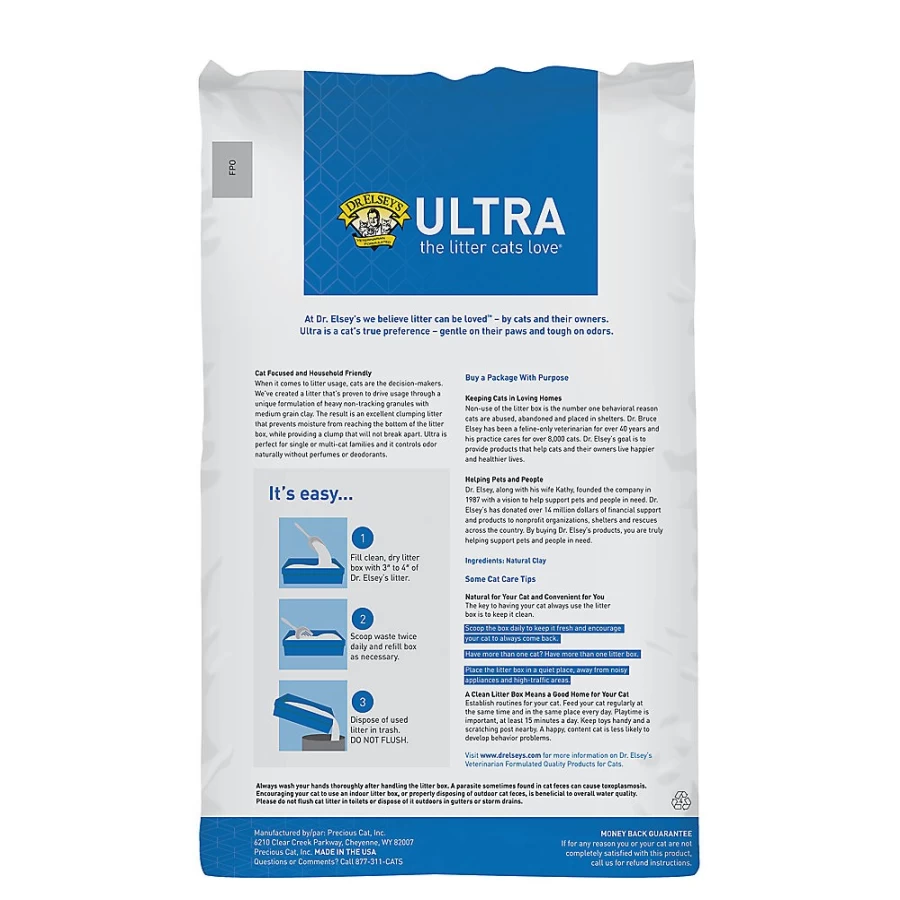 PetSmart Dr. Elsey's Precious Cat Ultra Clumping Clay Litter for Multi-Cat Homes - Unscented, Low Tracking, 99% Dust-Free