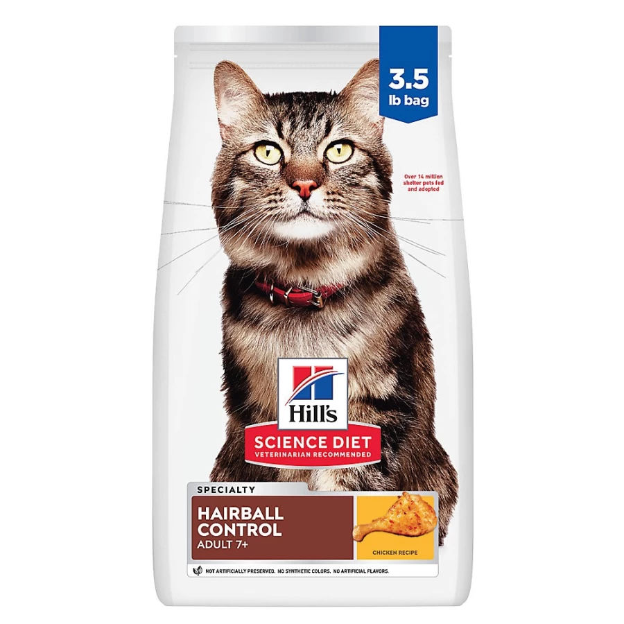Hill's Science Diet Hairball Control Dry Cat Food for Adult & Senior Cats 7+ - Chicken Flavor | PetSmart