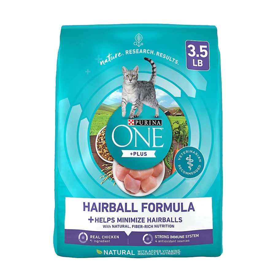 Purina ONE Hairball Control Chicken Flavor High Fiber Adult Dry Cat Food with Vitamins | PetSmart
