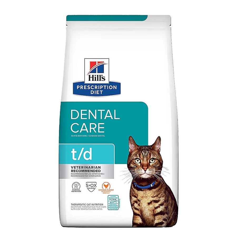 "PetSmart Hill's Prescription Diet t/d Dental Care Dry Cat Food - Chicken Flavor for Oral Health"