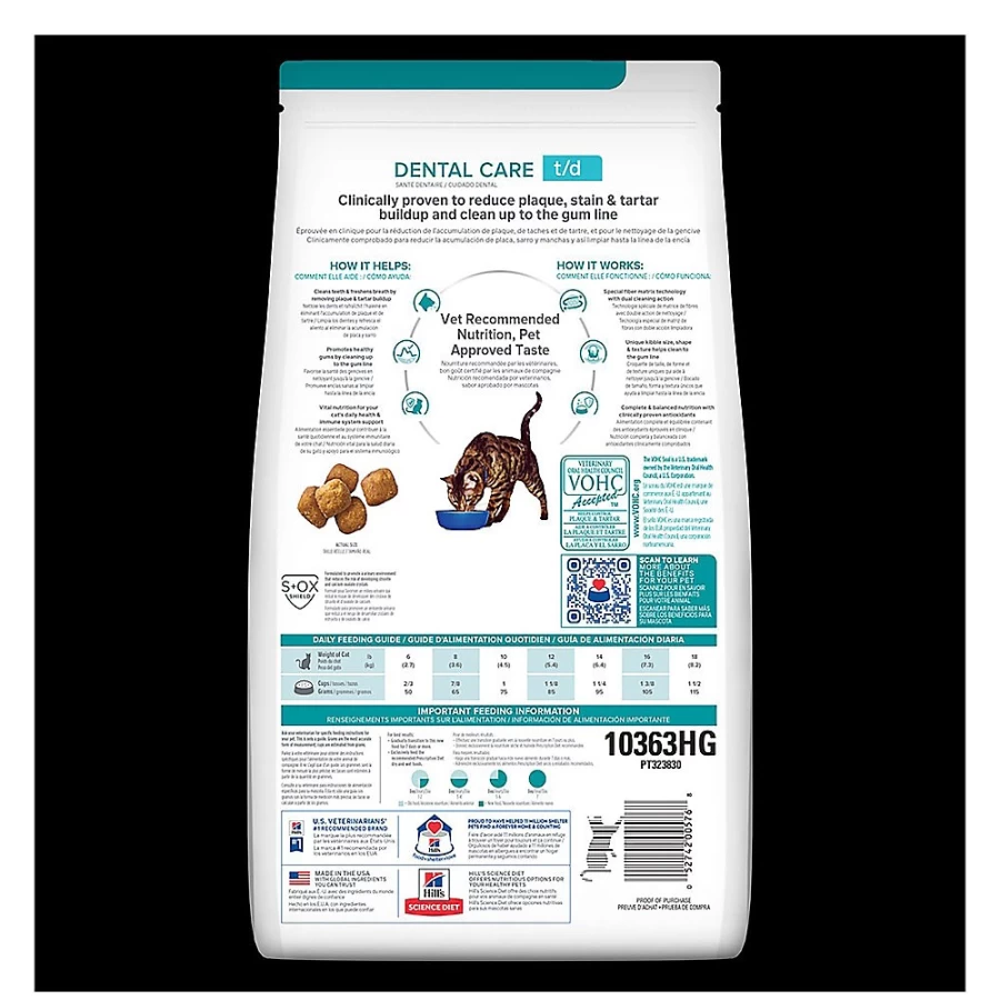 "PetSmart Hill's Prescription Diet t/d Dental Care Dry Cat Food - Chicken Flavor for Oral Health"