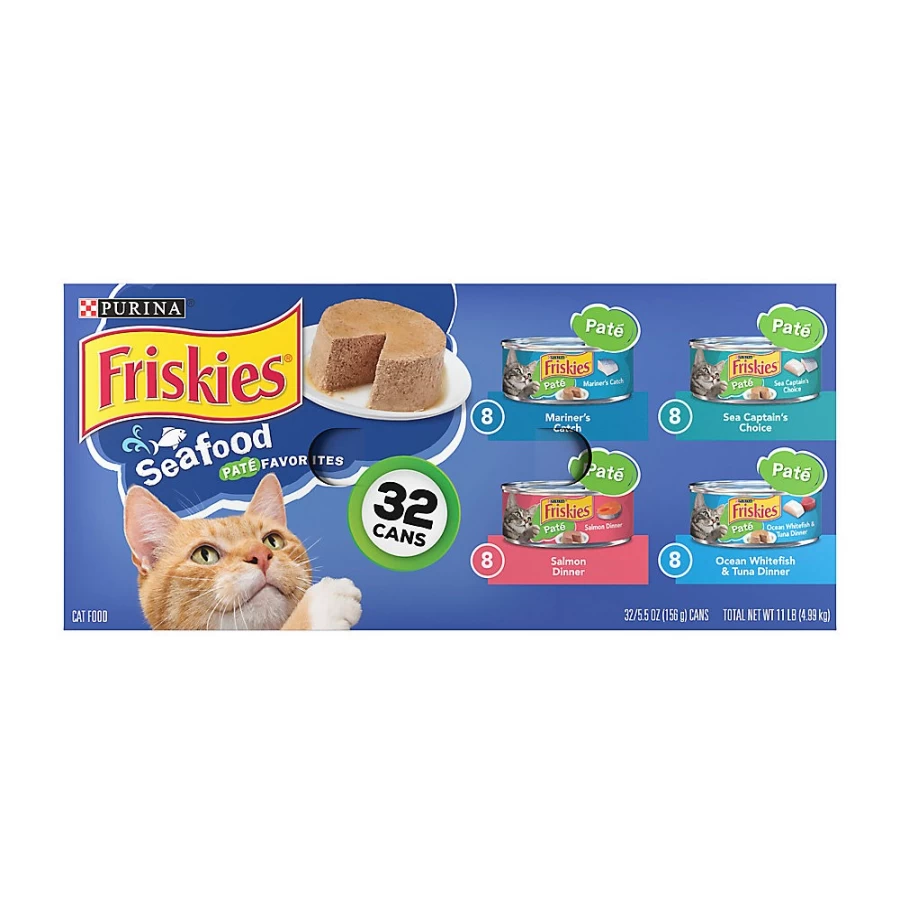 Purina Friskies Adult Wet Cat Food Variety Pack, 12.93 lb Bulk Case | Savory Seafood & Poultry Flavors | Tender & Chunky Texture | Complete & Balanced Nutrition for Cats | Available at PetSmart