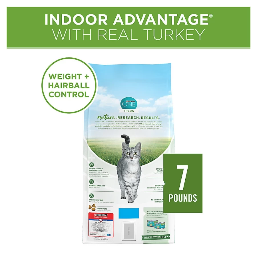 Purina ONE Indoor Advantage Adult Dry Cat Food - High Protein Turkey Recipe, Natural Ingredients for Indoor Cats | PetSmart