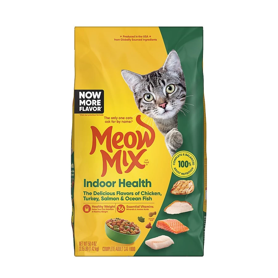 Meow Mix Indoor Dry Cat Food for Adult Cats - Chicken, Turkey, Salmon & Ocean Fish Recipe | PetSmart