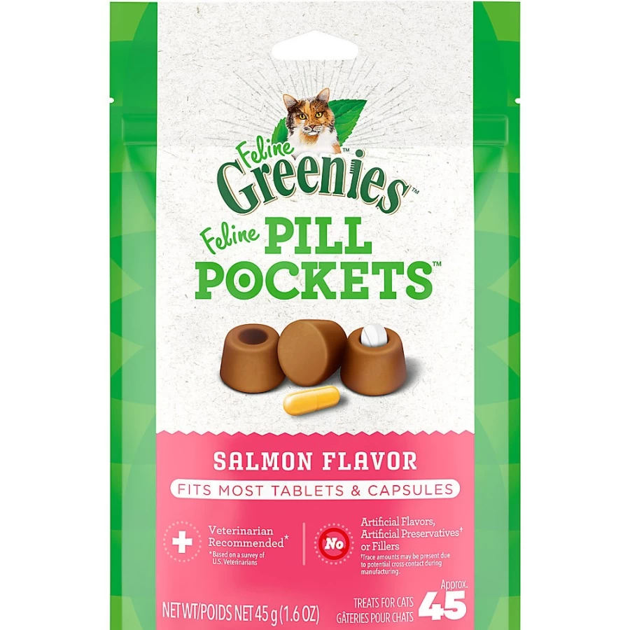 PetSmart Greenies Salmon Flavor Feline Pill Pockets - Tasty Cat Treats for Easy Medication