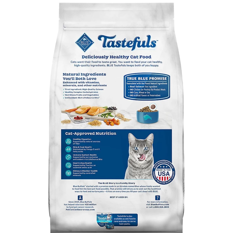 PetSmart Blue Buffalo Tastefuls Adult Dry Cat Food - Natural Salmon Recipe, High Protein for Indoor & Outdoor Cats