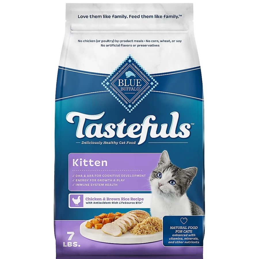 PetSmart Blue Buffalo Tastefuls Natural Kitten Dry Cat Food with Real Chicken - High Protein Grain-Free Recipe