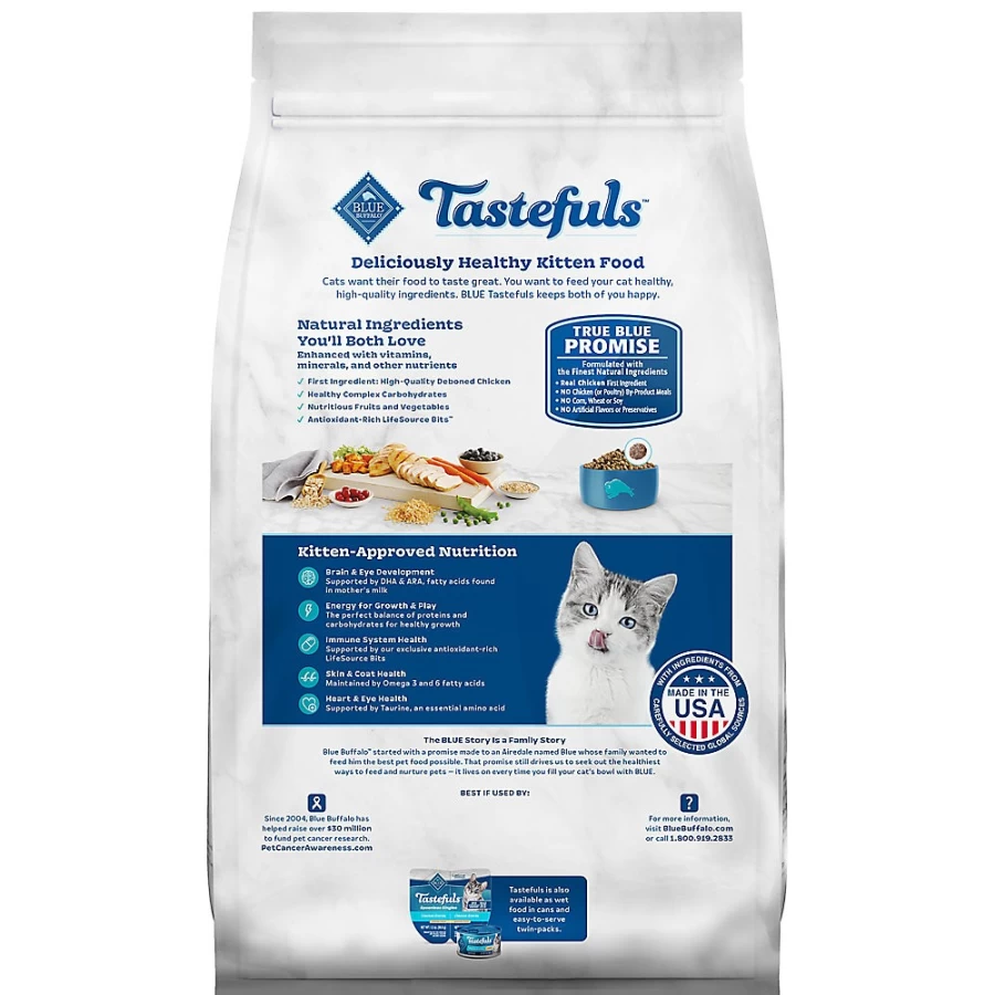 PetSmart Blue Buffalo Tastefuls Natural Kitten Dry Cat Food with Real Chicken - High Protein Grain-Free Recipe