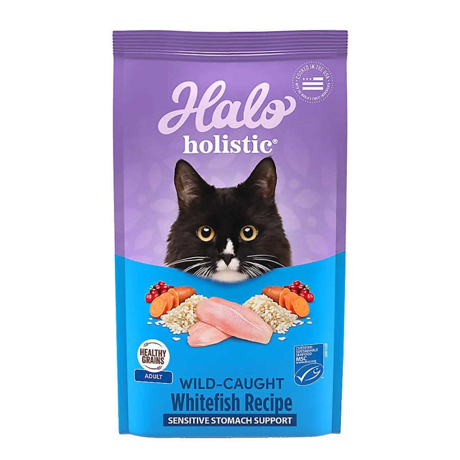 PetSmart HALO DreamCoat Sensitive Stomach Cat Food - Natural Holistic Seafood Medley for Digestive Health