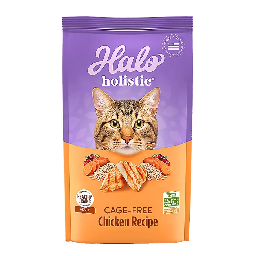 PetSmart HALO DreamCoat Adult Cat Food - Natural Holistic Chicken & Chicken Liver Recipe for Healthy Skin & Coat