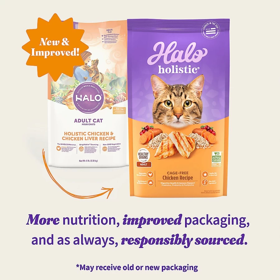 PetSmart HALO DreamCoat Adult Cat Food - Natural Holistic Chicken & Chicken Liver Recipe for Healthy Skin & Coat