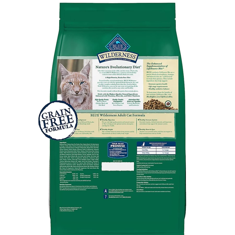 PetSmart Blue Buffalo Wilderness Grain-Free Adult Dry Cat Food with Duck Recipe - High Protein Natural Kibble