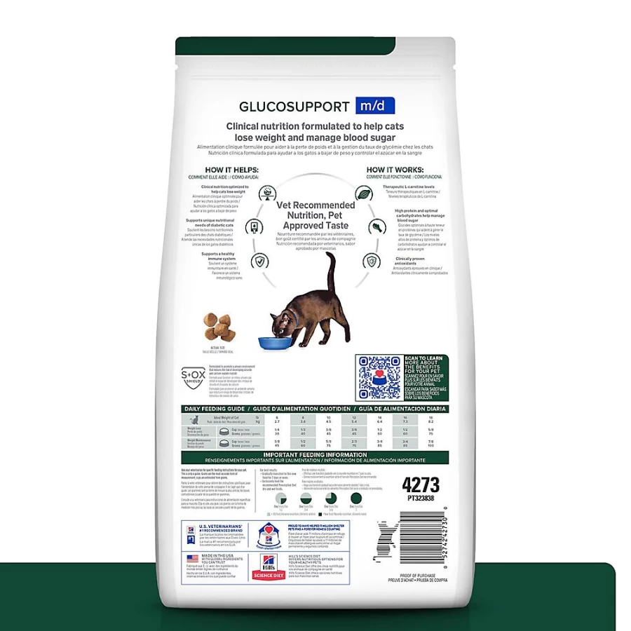 Hill's Prescription Diet m/d Glucose/Weight Management Dry Cat Food - Chicken Flavor, Veterinary Recommended for Diabetic & Overweight Cats | PetSmart
