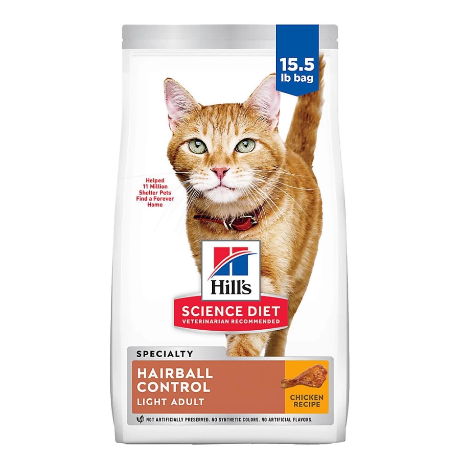 PetSmart Hill's Science Diet Adult Dry Cat Food for Hairball Control - Chicken Recipe, Light Formula