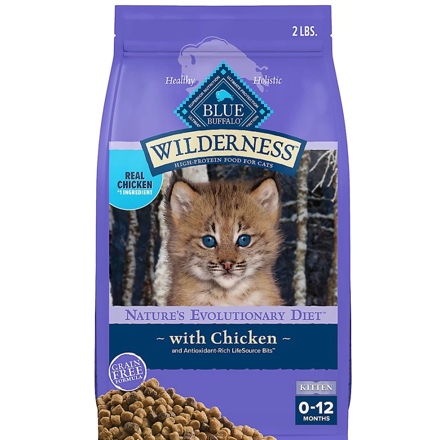 PetSmart Blue Buffalo Wilderness Grain-Free Kitten Dry Cat Food, High-Protein Chicken Recipe for Healthy Growth