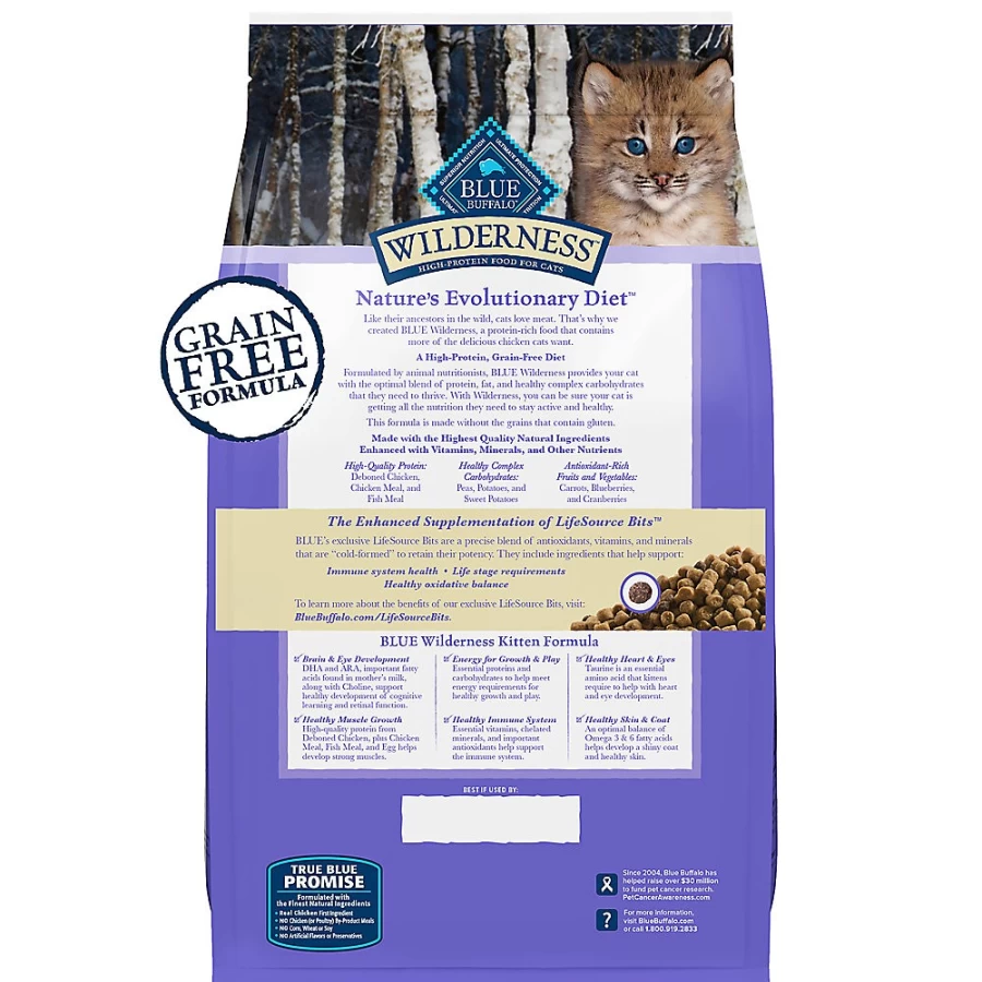 PetSmart Blue Buffalo Wilderness Grain-Free Chicken Recipe Dry Kitten Food for Healthy Growth