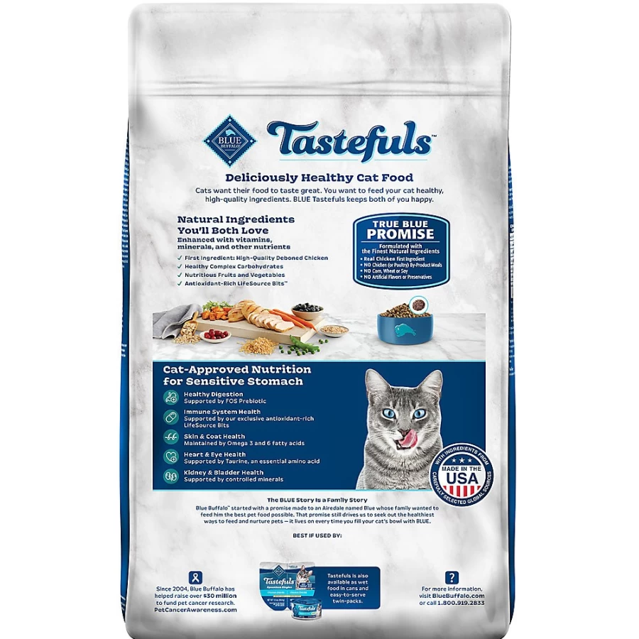 PetSmart Blue Buffalo Tastefuls Natural Adult Dry Cat Food, Chicken Recipe, High-Protein Kibble for Cats