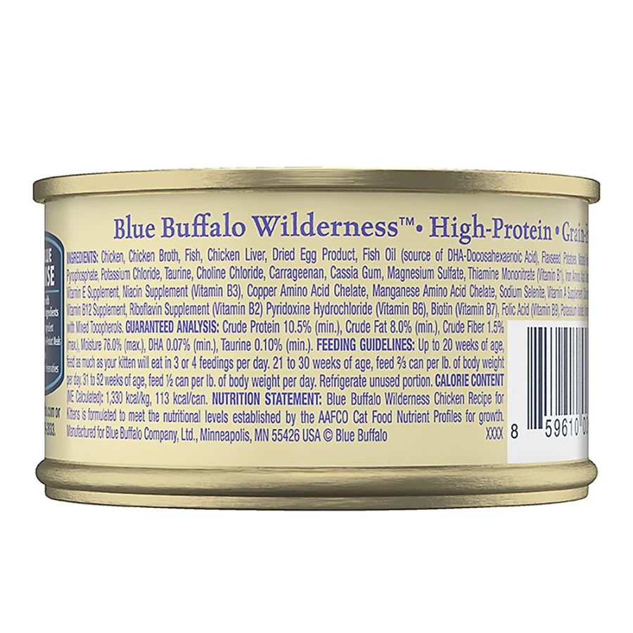 PetSmart Blue Buffalo Wilderness Grain-Free Kitten Wet Cat Food, 3 Oz. - High Protein Natural Ingredients