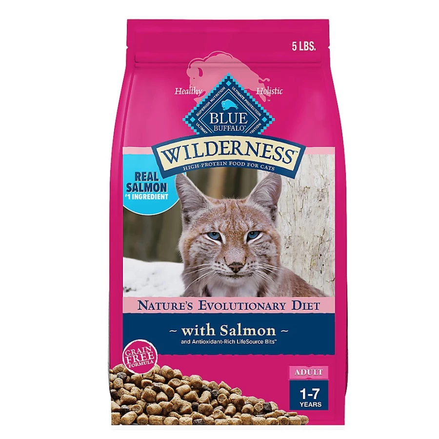 PetSmart Blue Buffalo Wilderness Grain-Free Adult Dry Cat Food, Salmon Recipe - High Protein Natural Kibble