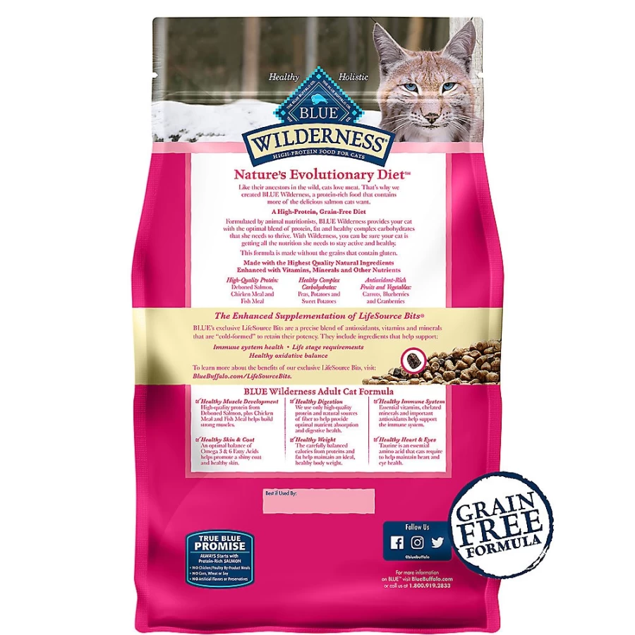 PetSmart Blue Buffalo Wilderness Grain-Free Adult Dry Cat Food, Salmon Recipe - High Protein Natural Kibble