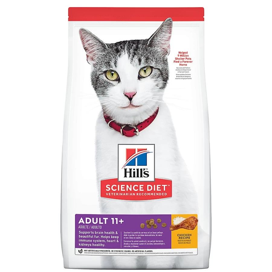 Hill's Science Diet Senior 11+ Dry Cat Food, Chicken Flavor - Premium Adult Cat Kibble for Aging Pets | PetSmart