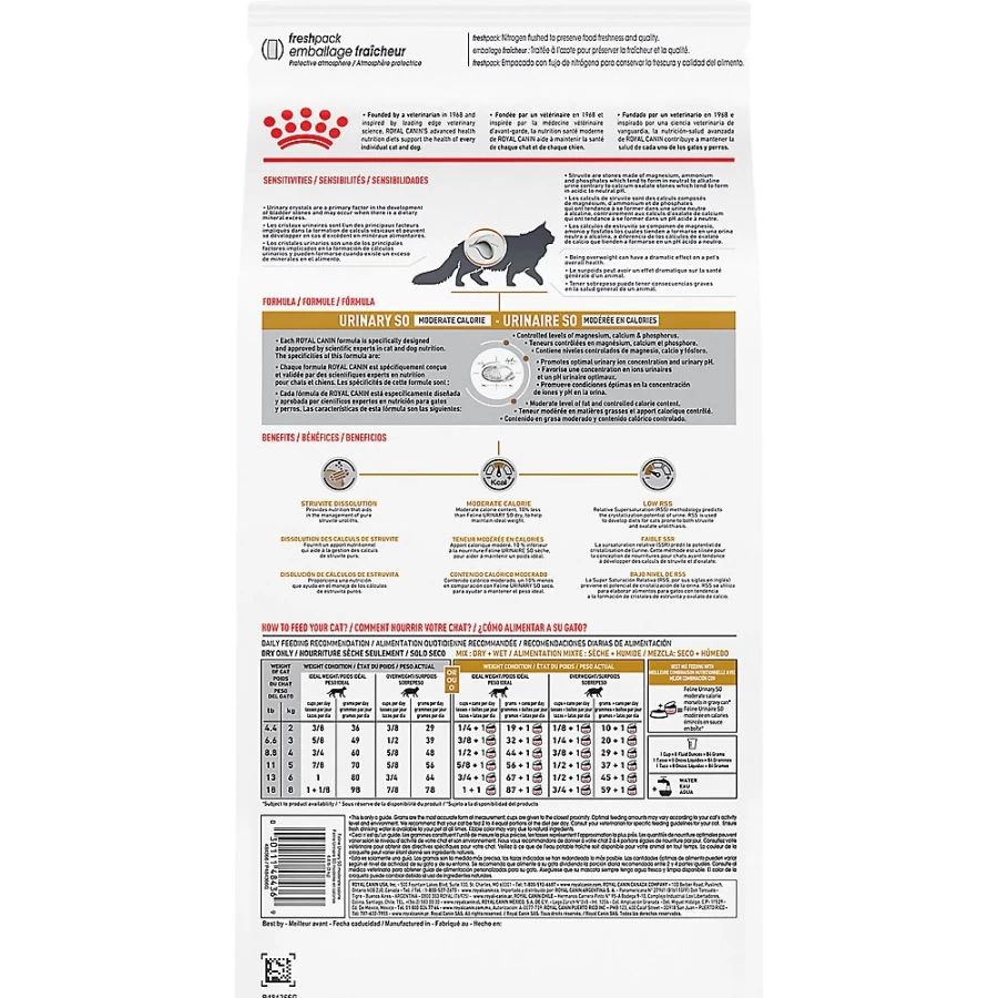 Royal Canin Veterinary Diet Urinary SO Moderate Calorie Dry Cat Food for Adult Cats - PetSmart