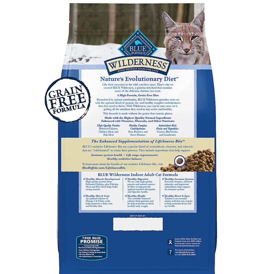 PetSmart Blue Buffalo Wilderness Grain-Free Adult Dry Cat Food, High-Protein Chicken Recipe for Indoor & Outdoor Cats