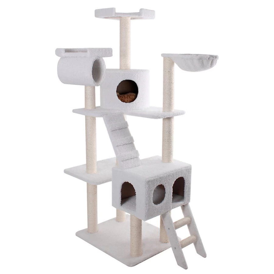 PetSmart Majestic 73-inch Casita Cat Tree for Large Cats - Off White Tall Scratching Post with Perches & Condo
