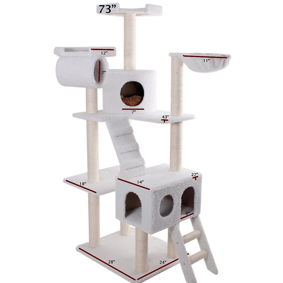 PetSmart Majestic 73-inch Casita Cat Tree for Large Cats - Off White Tall Scratching Post with Perches & Condo