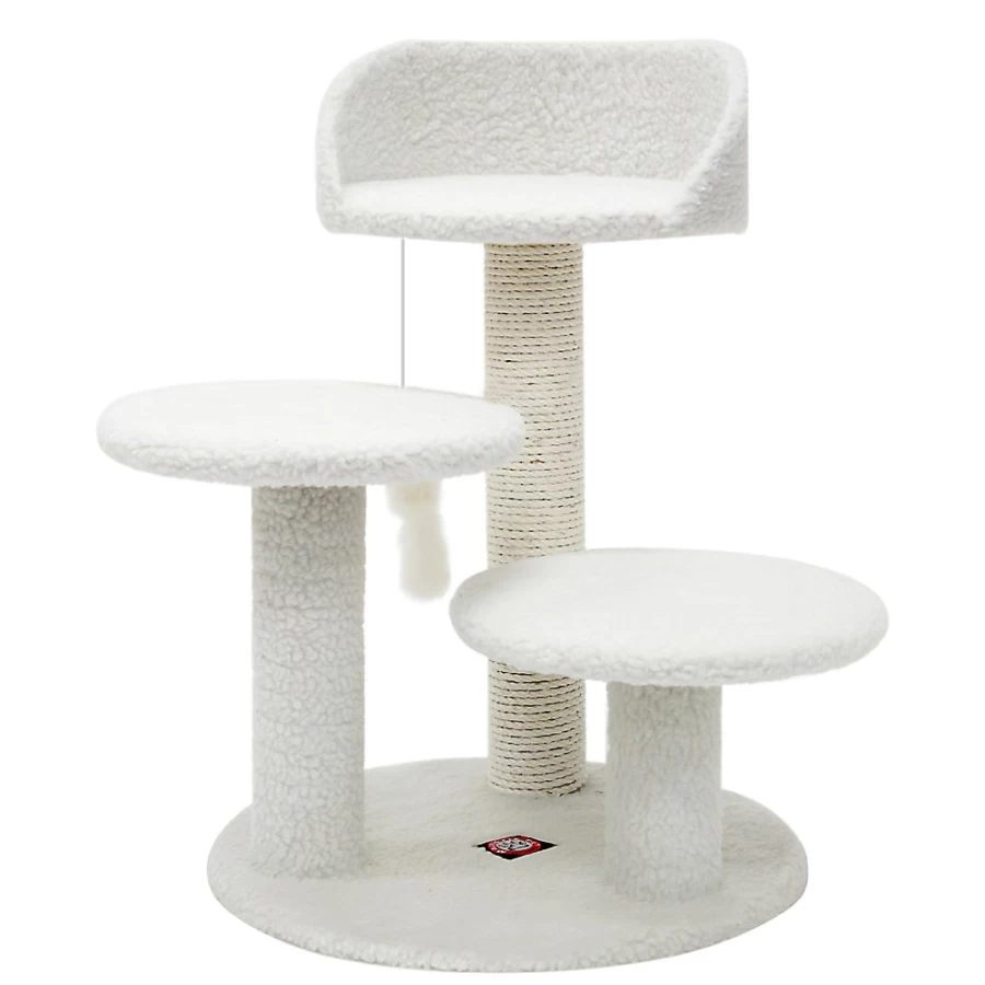 PetSmart Majestic 27-inch Casita Cat Tree for Indoor Cats, Off-White Pet Furniture with Scratching Posts