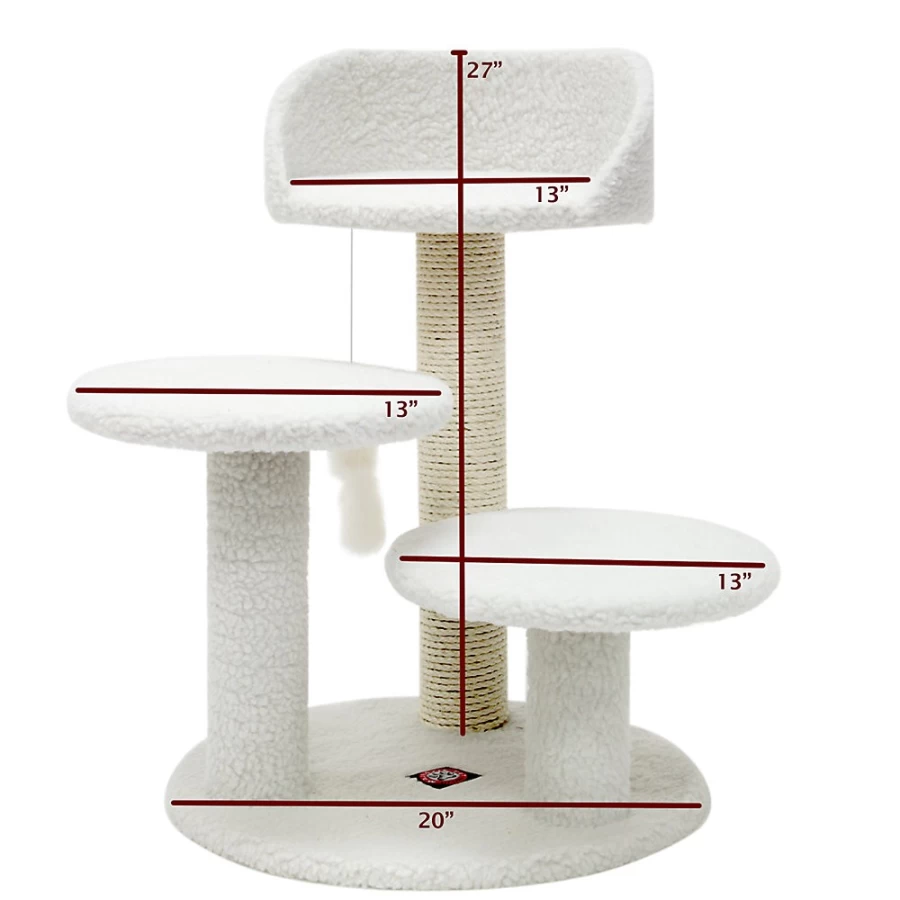 PetSmart Majestic 27-inch Casita Cat Tree for Indoor Cats, Off-White Pet Furniture with Scratching Posts