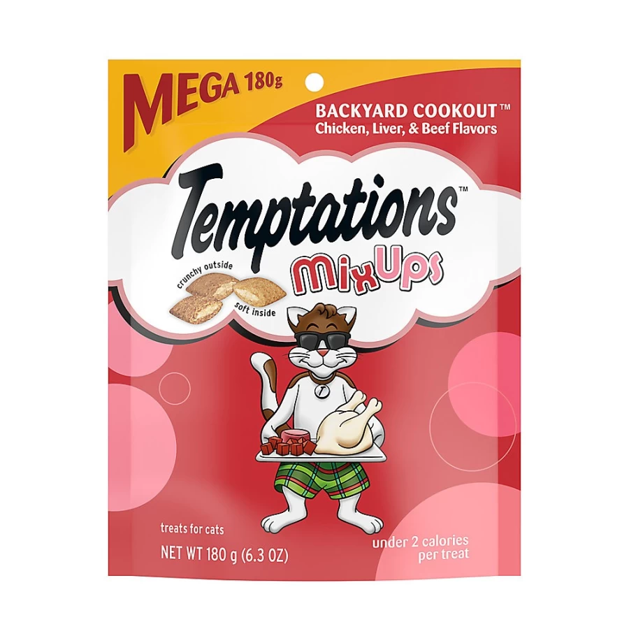 PetSmart Temptationstrade Mixups Adult Cat Treats - Soft & Crunchy Backyard Cookout Flavor