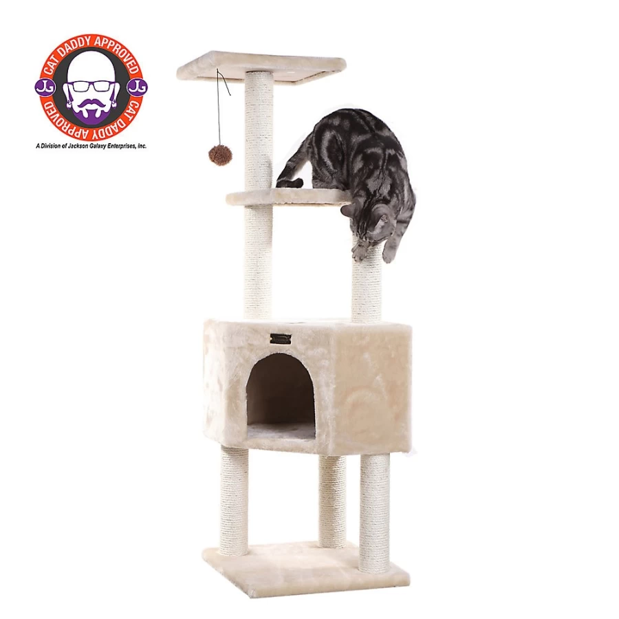 PetSmart Armarkat 48-inch Beige Cat Tree with Faux Fur & Wood Perch for Kitties