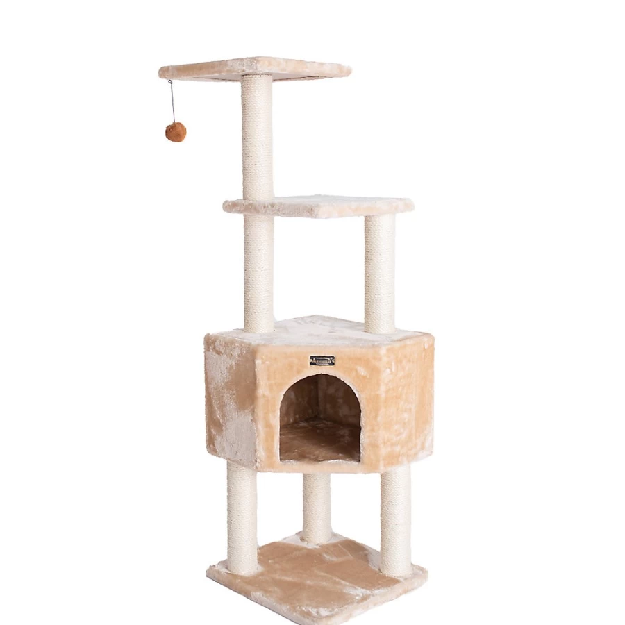 PetSmart Armarkat 48-inch Beige Cat Tree with Faux Fur & Wood Perch for Kitties