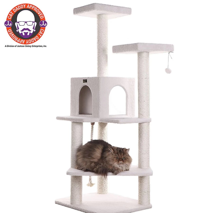 PetSmart Armarkat 57-Inch Ivory Cat Tree with Condo - Real Wood & Faux Fleece for Large Cats