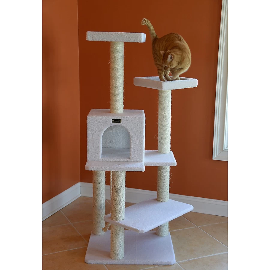 PetSmart Armarkat 57-Inch Ivory Cat Tree with Condo - Real Wood & Faux Fleece for Large Cats
