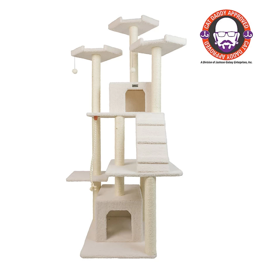 PetSmart Armarkat 82-inch Ivory Large Cat Tree with Condo - Real Wood Cat Tower for Climbing & Play