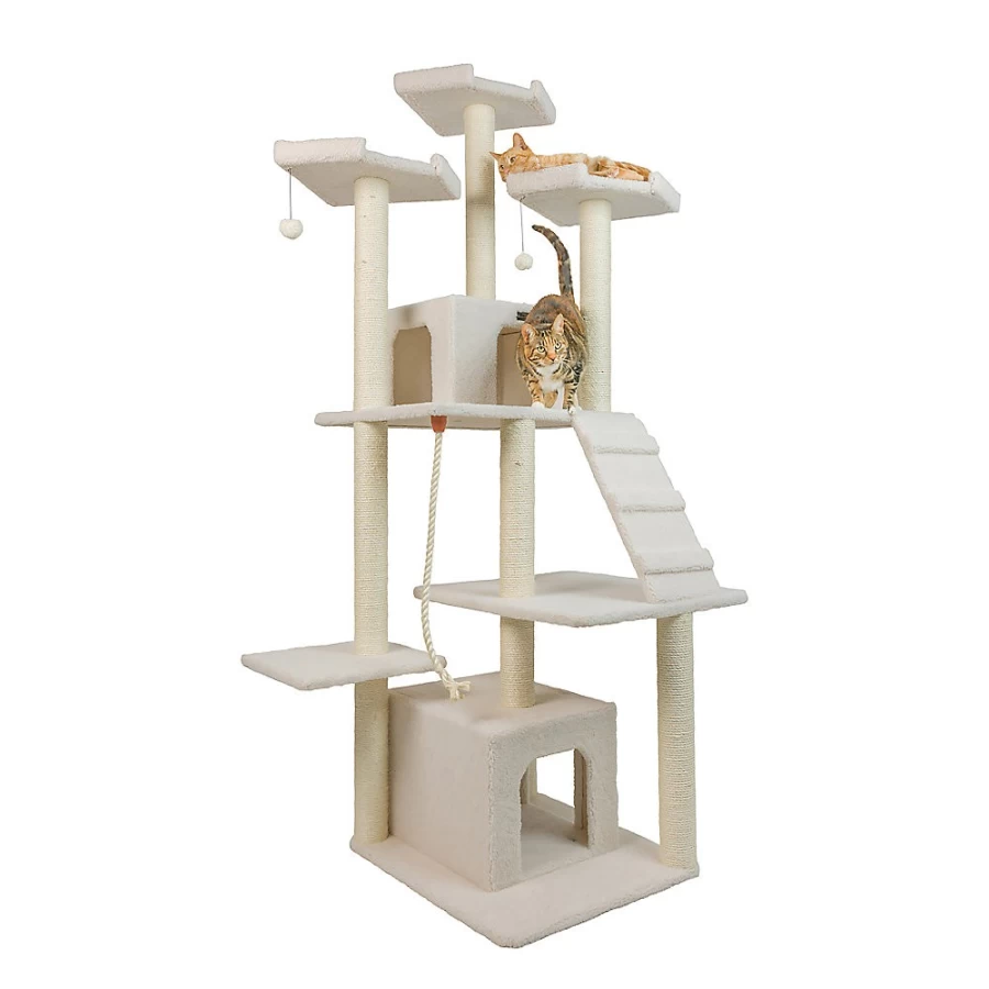 PetSmart Armarkat 82-inch Ivory Large Cat Tree with Condo - Real Wood Cat Tower for Climbing & Play