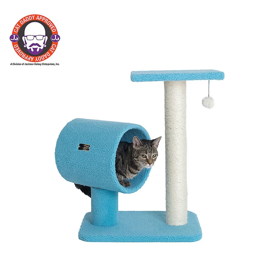 PetSmart Armarkat 26-inch Sky Blue Faux Fleece Cat Tree with Real Wood Perch for Kittens