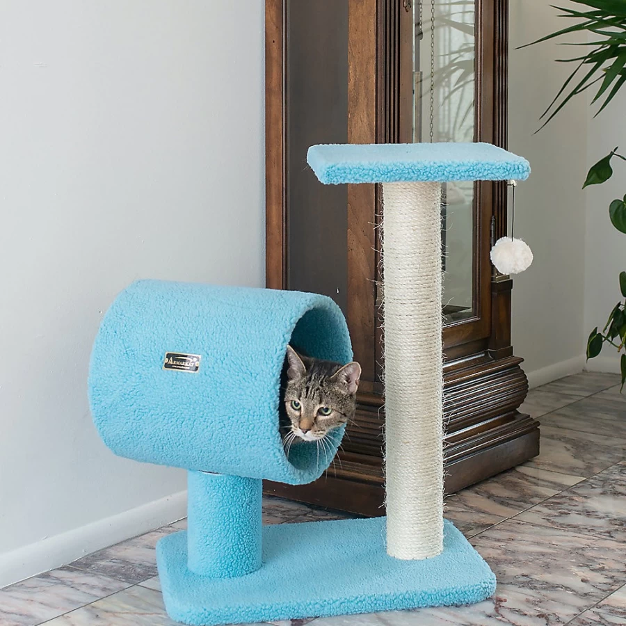 PetSmart Armarkat 26-inch Sky Blue Faux Fleece Cat Tree with Real Wood Perch for Kittens