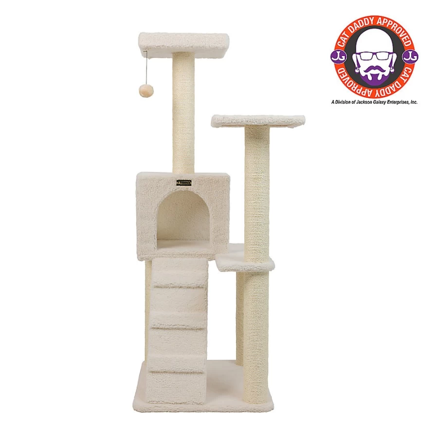 PetSmart Armarkat 53-inch Faux Fleece Cat Tree with Wood Frame, Sisal Scratching Posts, and Ladder for Climbing