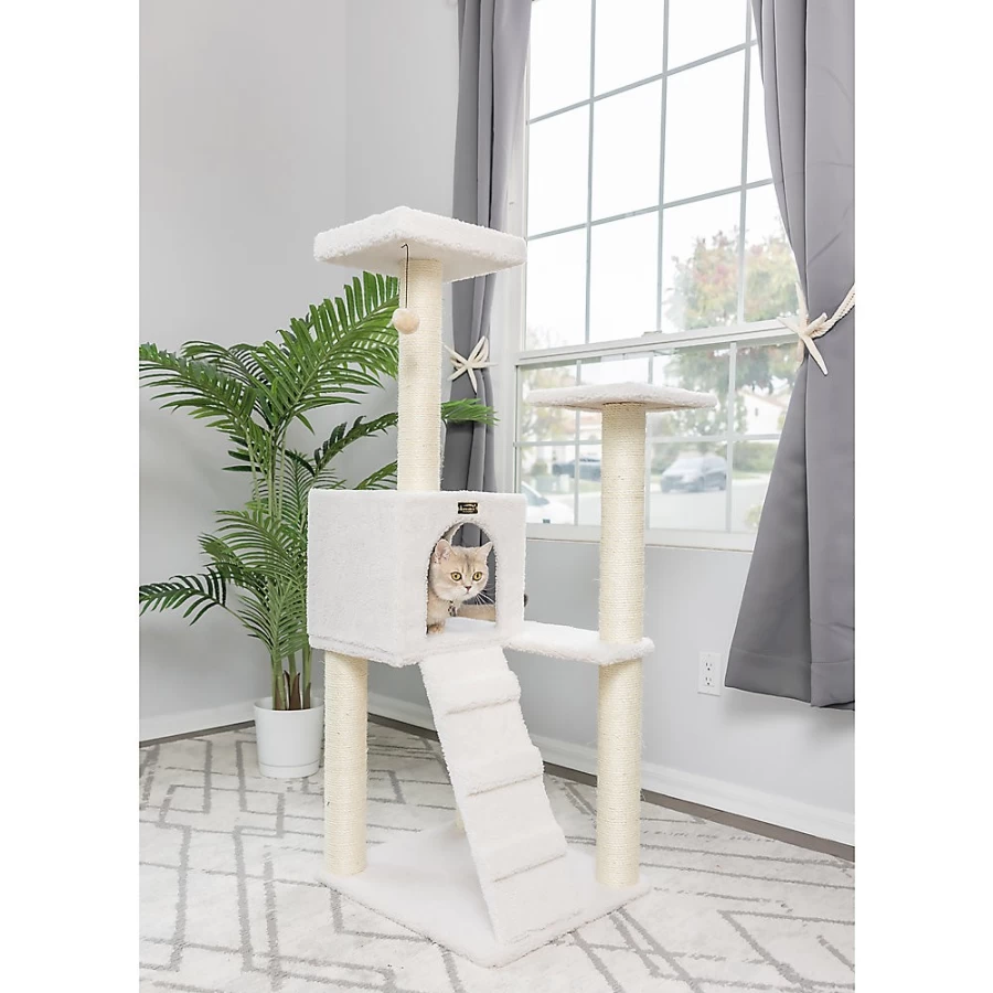 PetSmart Armarkat 53-inch Faux Fleece Cat Tree with Wood Frame, Sisal Scratching Posts, and Ladder for Climbing