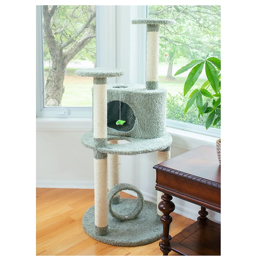 PetSmart Armarkat 60-inch Dark Sea Green Faux Fur Cat Tree with Multi-Tiered Perches and Real Wood Construction