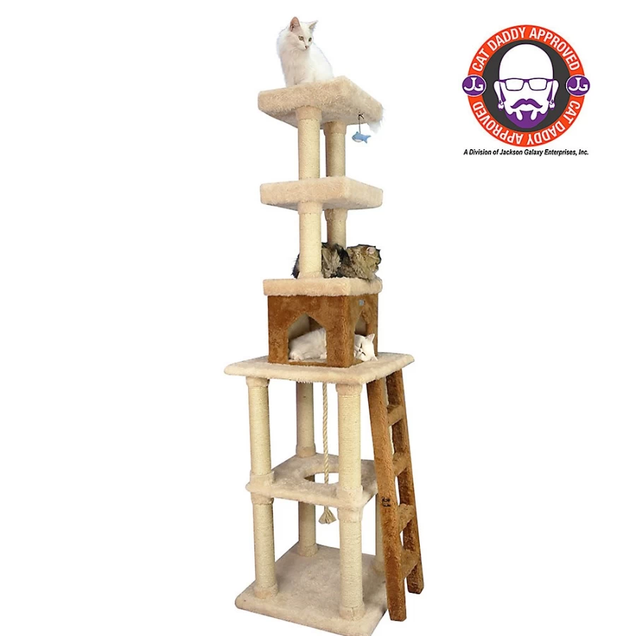 PetSmart Armarkat 84-inch Real Wood Cat Tree with Rope Swing and Ladder Condo in Beige