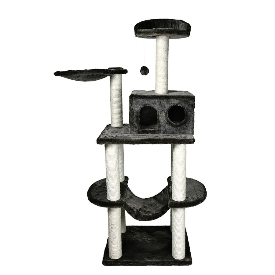 PetSmart Trixie 63-inch Dark Gray Cat Tree with Scratching Posts - Tarragona Pet Climbing Tower for Indoor Cats