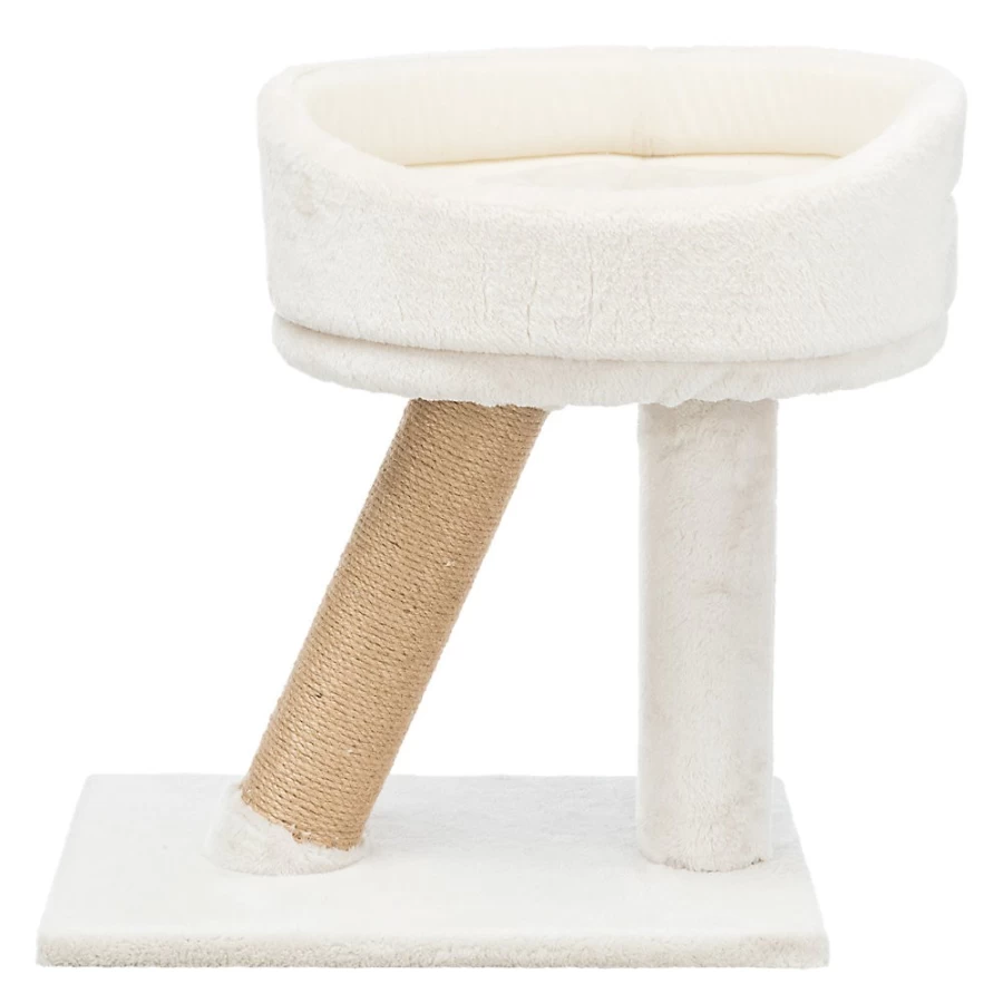PetSmart Trixie 19-inch Light Gray Cat Bed with Scratching Post - Cabra Sky Design