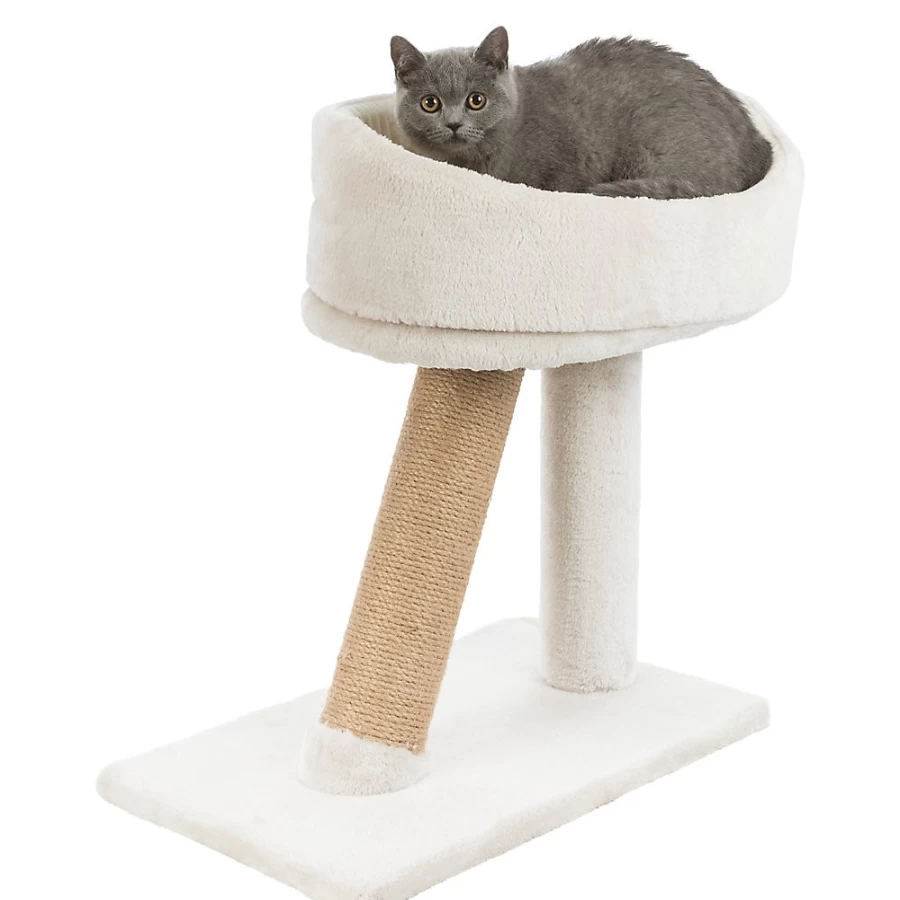 PetSmart Trixie 19-inch Light Gray Cat Bed with Scratching Post - Cabra Sky Design
