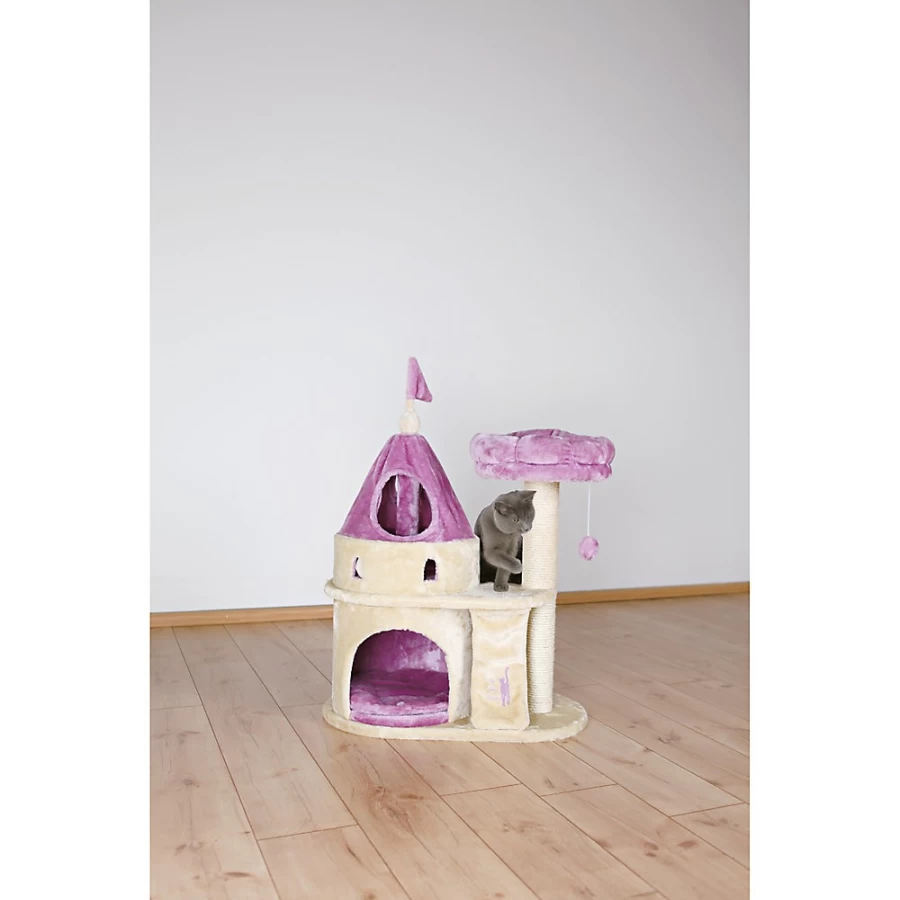 PetSmart Trixie 35-inch My Kitty Darling Castle Cat Tree - Purple & Beige Cat Condo for Indoor Cats