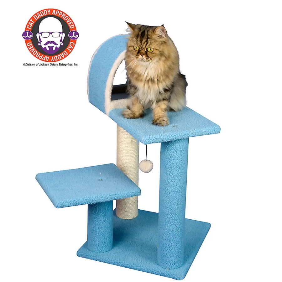 PetSmart Armarkat 30-inch Sky Blue Faux Fleece Cat Bed with Real Wood Frame - Cozy Kitty Hideout for Indoor Cats