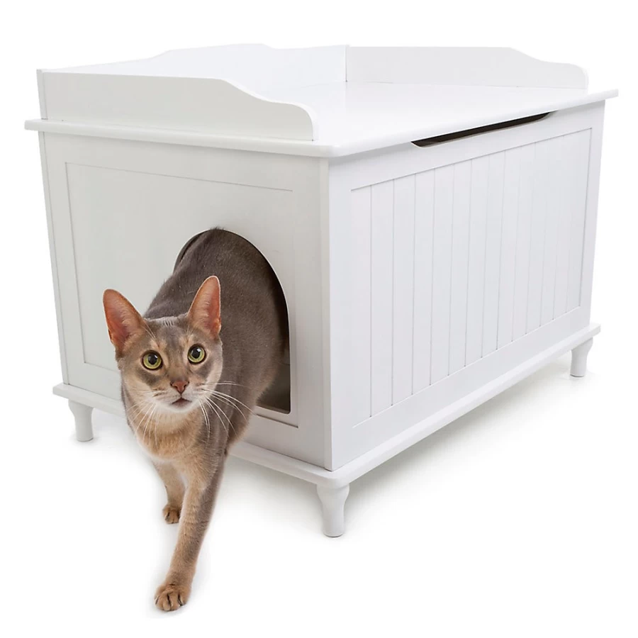 Premium Designer Cat Litter Box Enclosure - Stylish PetSmart Hidden Litter Box Furniture for Discreet Odor Control